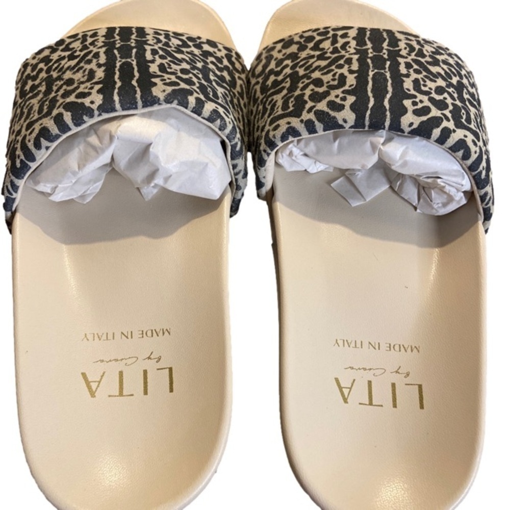 New in box Lita by Ciara Cheetah Print leather slides size 37 - Picture 4 of 7